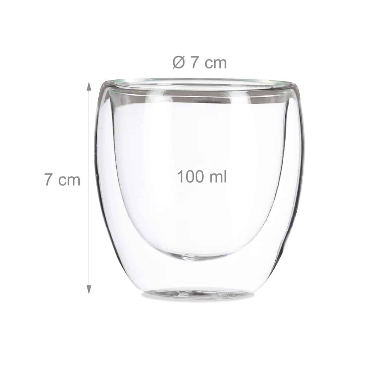 Set 6 pahare din sticla borosilicata termorezistenta, pereti dubli, design modern, transparent, 100 ml - imagine 4