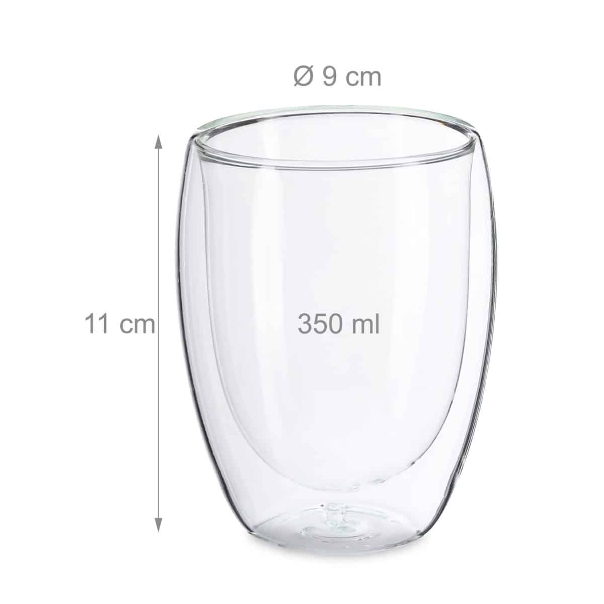 Set 2 pahare din sticla borosilicata termorezistenta, pereti dubli, design modern, transparent, 350 ml - imagine 4