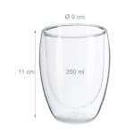 Set 2 pahare din sticla borosilicata termorezistenta, pereti dubli, design modern, transparent, 350 ml - imagine 4