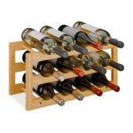 Suport pentru sticle de vin, din bambus, natural, capacitate 12 sticle, Relaxdays