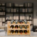 Suport pentru sticle de vin, din bambus, natural, capacitate 12 sticle, Relaxdays - imagine 2