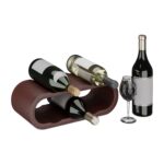 Suport pentru sticle de vin, design modern elegant, pentru 6 sticle, maro, lemn de nuc, Relaxdays