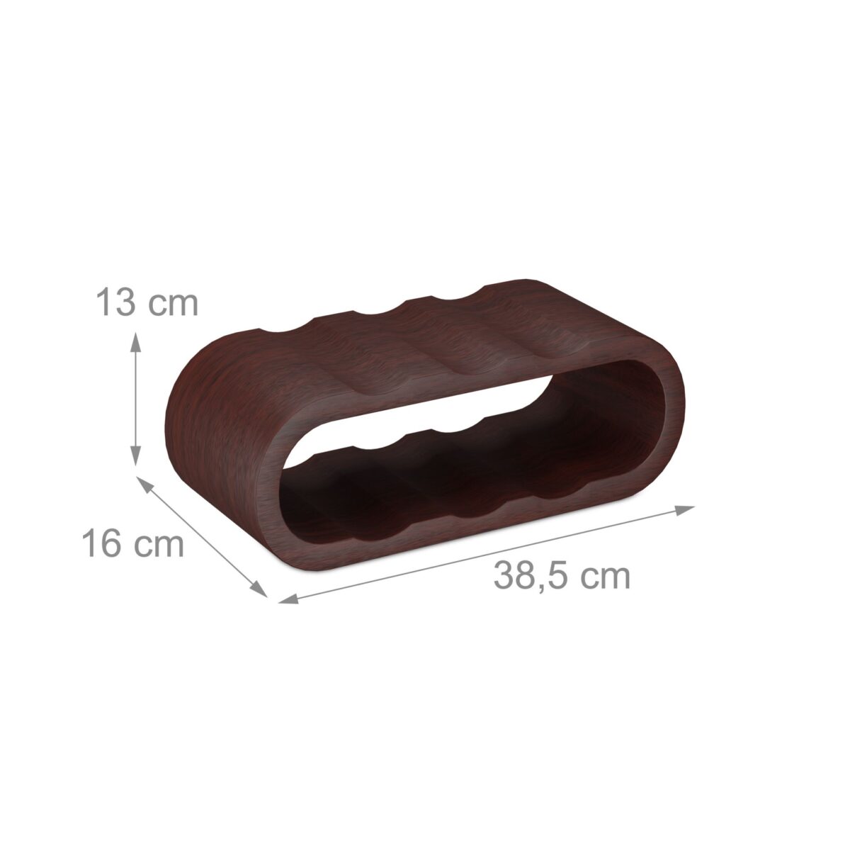 Suport pentru sticle de vin, design modern elegant, pentru 6 sticle, maro, lemn de nuc, Relaxdays - imagine 7