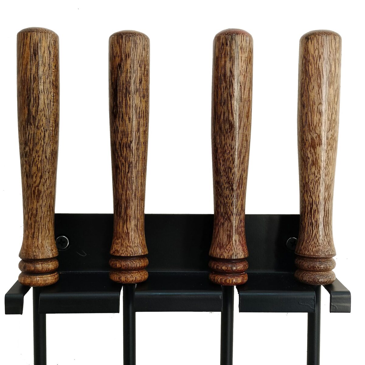 Set accesorii șemineu 5 piese – montaj pe perete, oțel și lemn - imagine 6