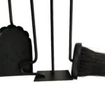 Set accesorii șemineu 5 piese – montaj pe perete, oțel și lemn - imagine 7