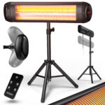 Radiator infrarosu exterior MONZANA 2500W – incalzitor electric cu picior reglabil si telecomanda