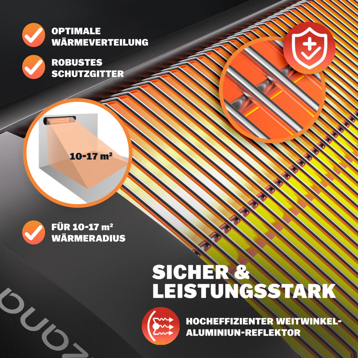 Radiator infrarosu exterior MONZANA 2500W – incalzitor electric cu picior reglabil si telecomanda - imagine 6