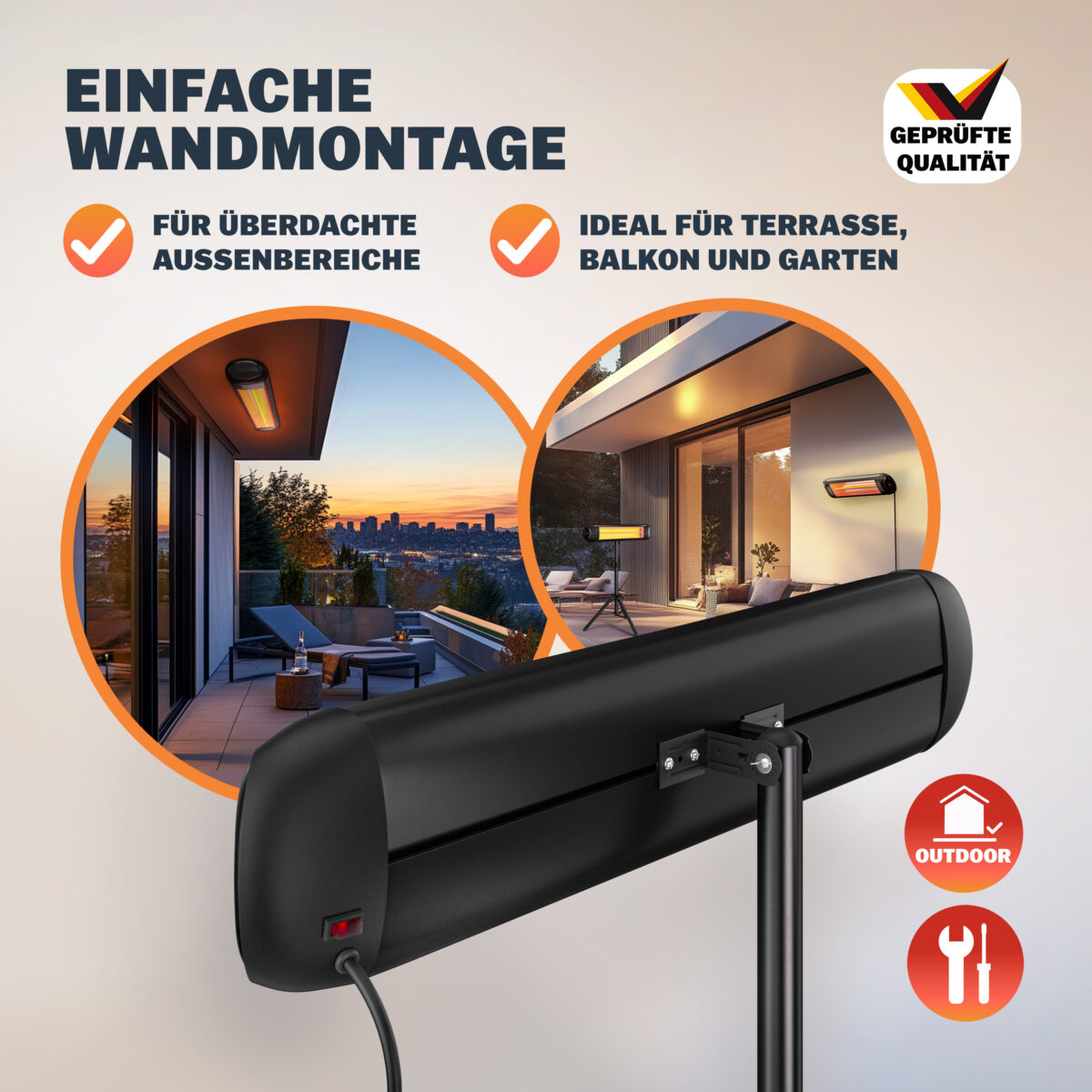 Radiator infrarosu exterior MONZANA 2500W – incalzitor electric cu picior reglabil si telecomanda - imagine 14