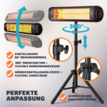 Radiator infrarosu exterior MONZANA 2500W – incalzitor electric cu picior reglabil si telecomanda - imagine 3