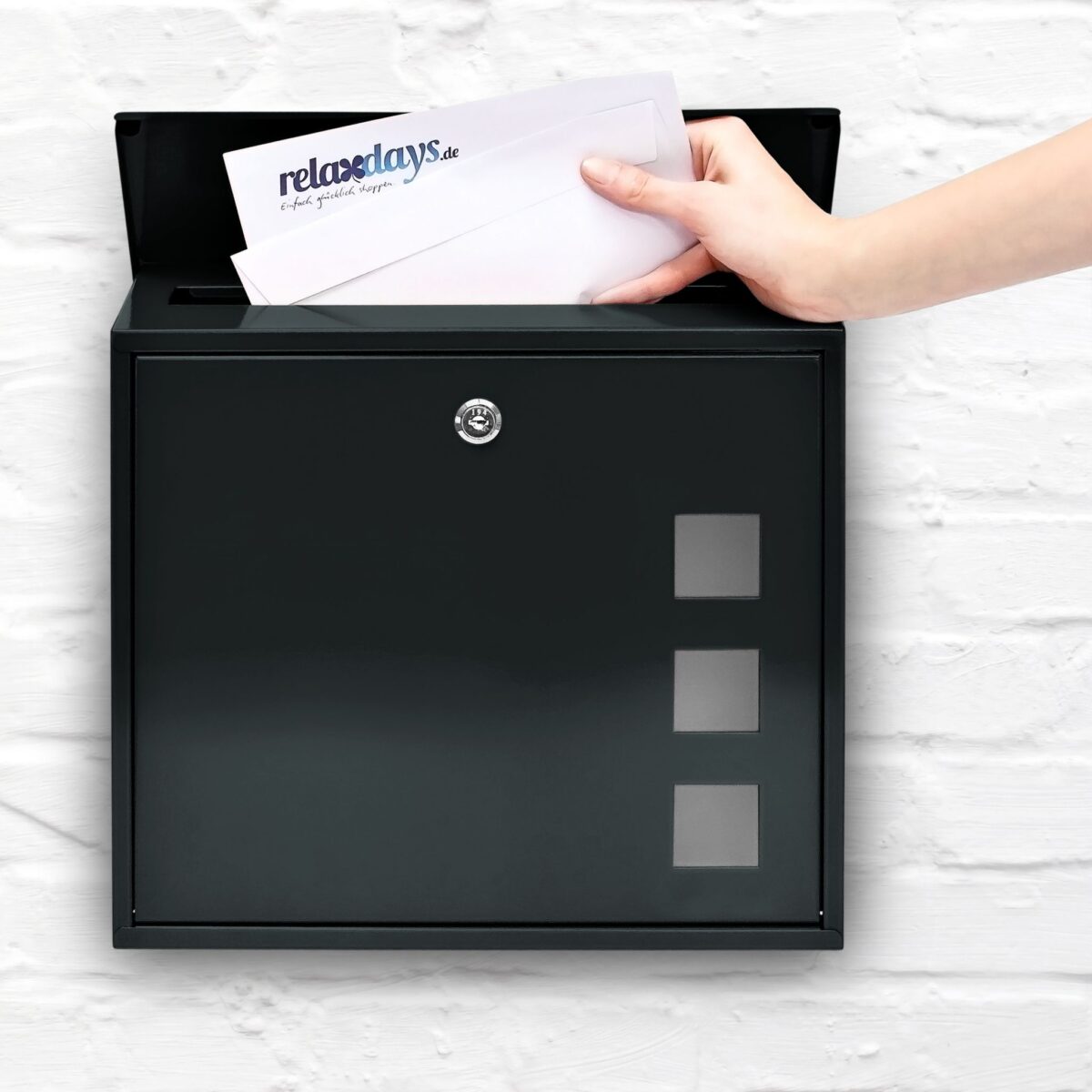 Cutie postala din metal, Relaxdays, negru, 34,5 x 33 x 10,5 cm - imagine 4