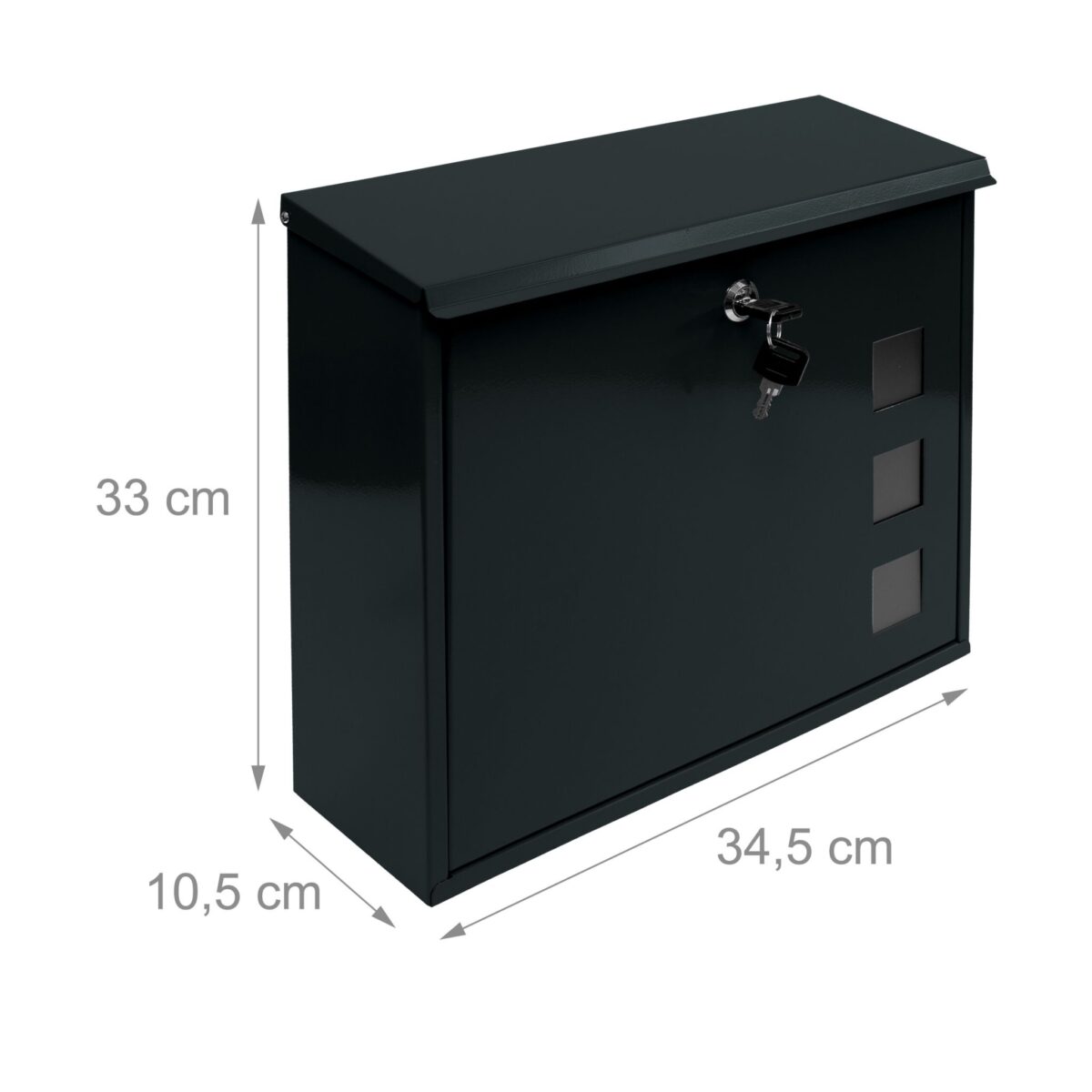 Cutie postala din metal, Relaxdays, negru, 34,5 x 33 x 10,5 cm - imagine 2