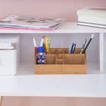 Organizator de birou, 10 compartimente, din bambus, 9,5 x 12,5 x 15 cm - imagine 2