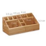 Organizator de birou, 10 compartimente, din bambus, 9,5 x 12,5 x 15 cm - imagine 4