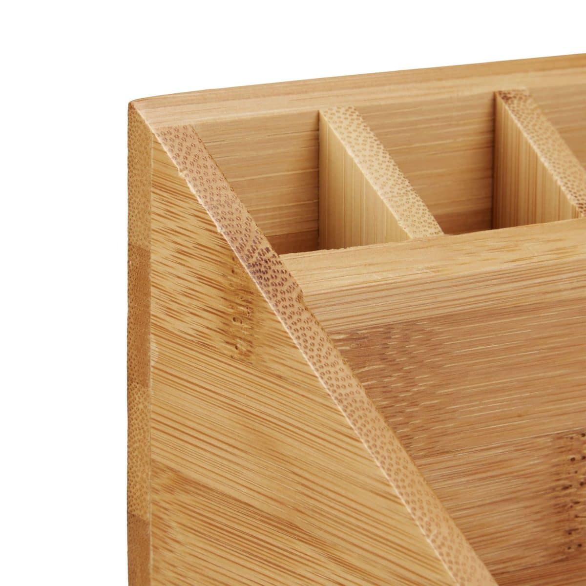 Organizator de birou, 10 compartimente, din bambus, 9,5 x 12,5 x 15 cm - imagine 5