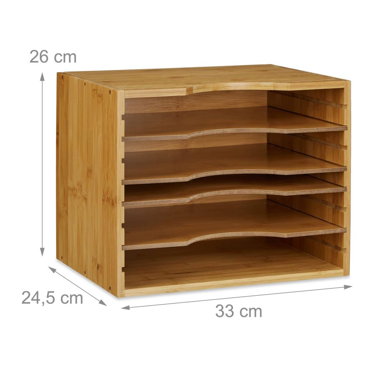 Mini raft, de birou, din bambus, 4 rafturi interschimbabile, 26,5 x 33,5 x 24,5 cm - imagine 4