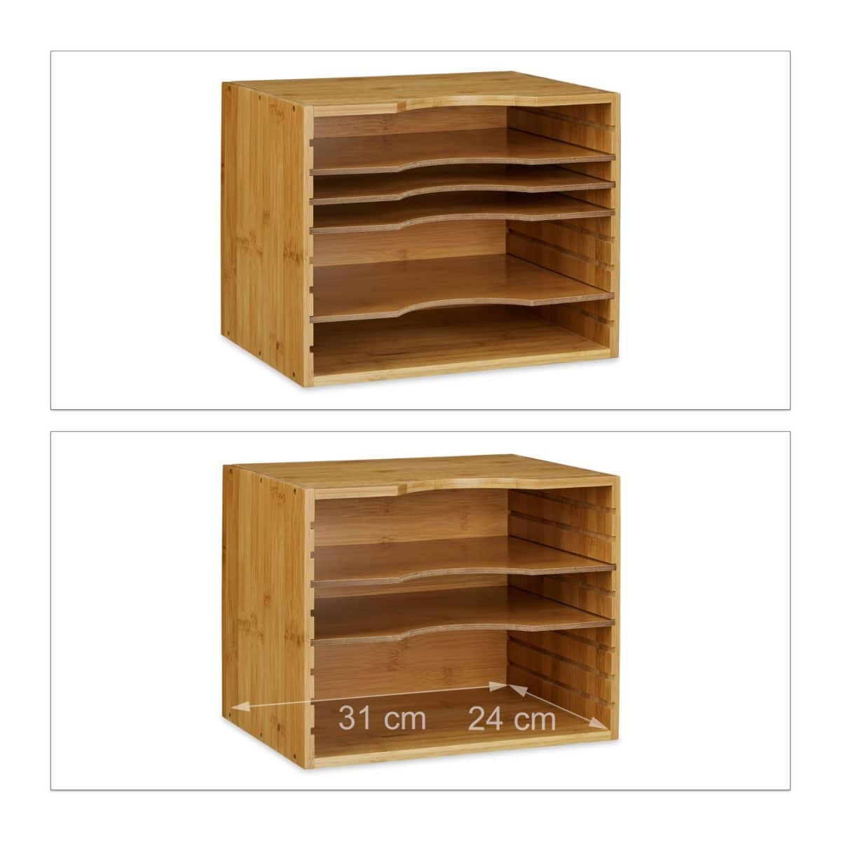 Mini raft, de birou, din bambus, 4 rafturi interschimbabile, 26,5 x 33,5 x 24,5 cm - imagine 5