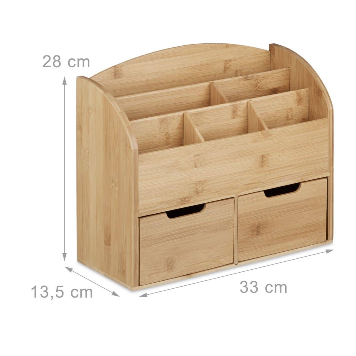 Organizator de birou, cu sertare si compartimente, bambus, 28 x 33 x 13,5 cm - imagine 2