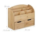 Organizator de birou, cu sertare si compartimente, bambus, 28 x 33 x 13,5 cm - imagine 2