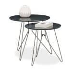 Set 2 masute cafea, negru, MDF