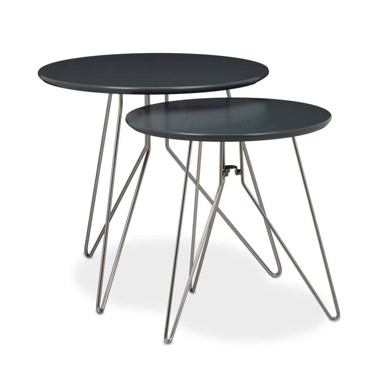 Set 2 masute cafea, negru, MDF - imagine 2