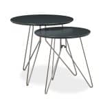 Set 2 masute cafea, negru, MDF - imagine 2