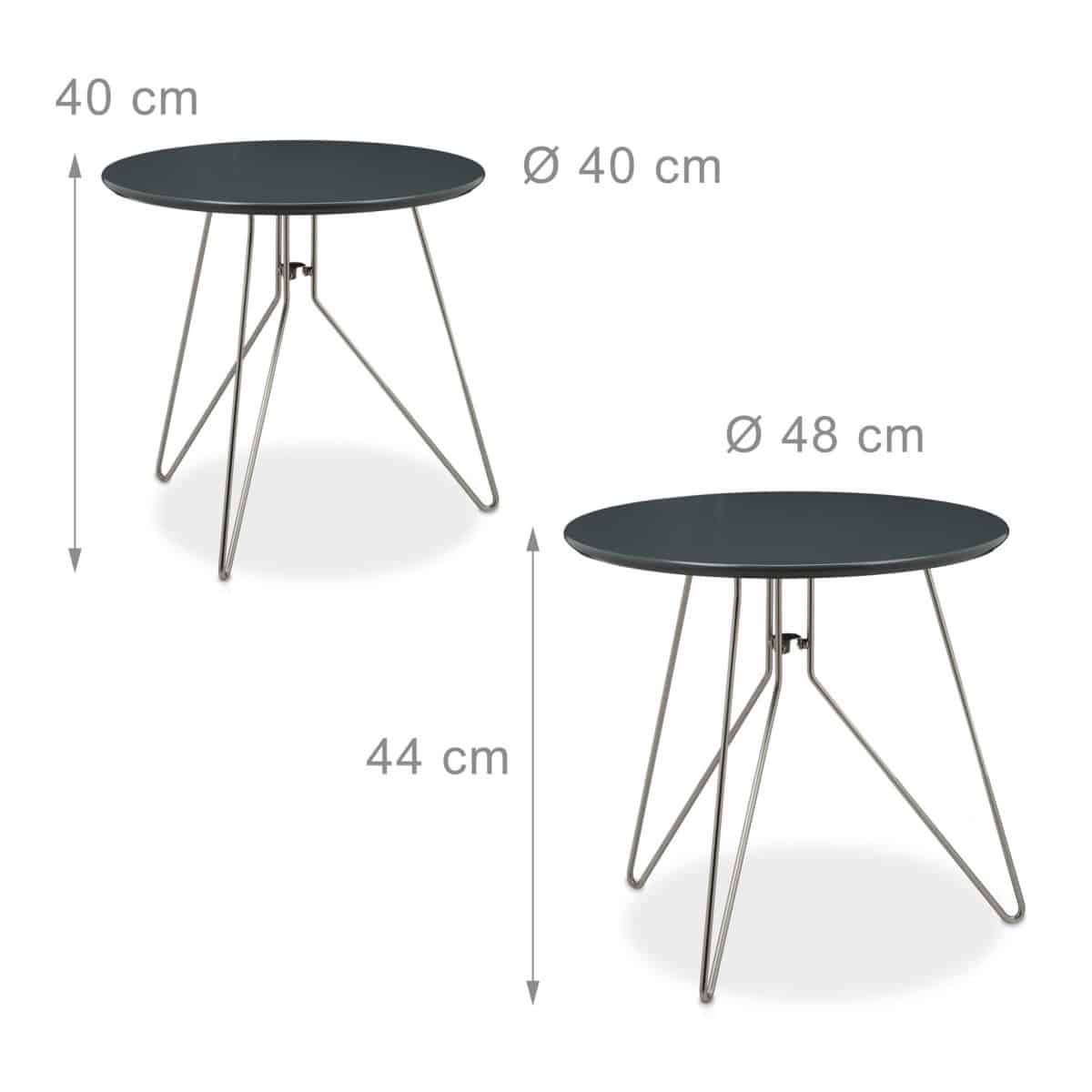 Set 2 masute cafea, negru, MDF - imagine 4