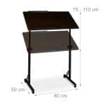Masa pentru proiector/laptop, reglabil, cu roti, 50 x 80 cm, inaltime 75-110 cm, negru - imagine 4