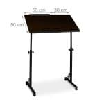 Masa pentru proiector/laptop, reglabil, cu roti, 50 x 80 cm, inaltime 75-110 cm, negru - imagine 5
