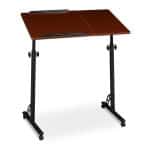 Masa pentru proiector/laptop, reglabil, cu roti, 50 x 80 cm, inaltime 75-110 cm, bordo