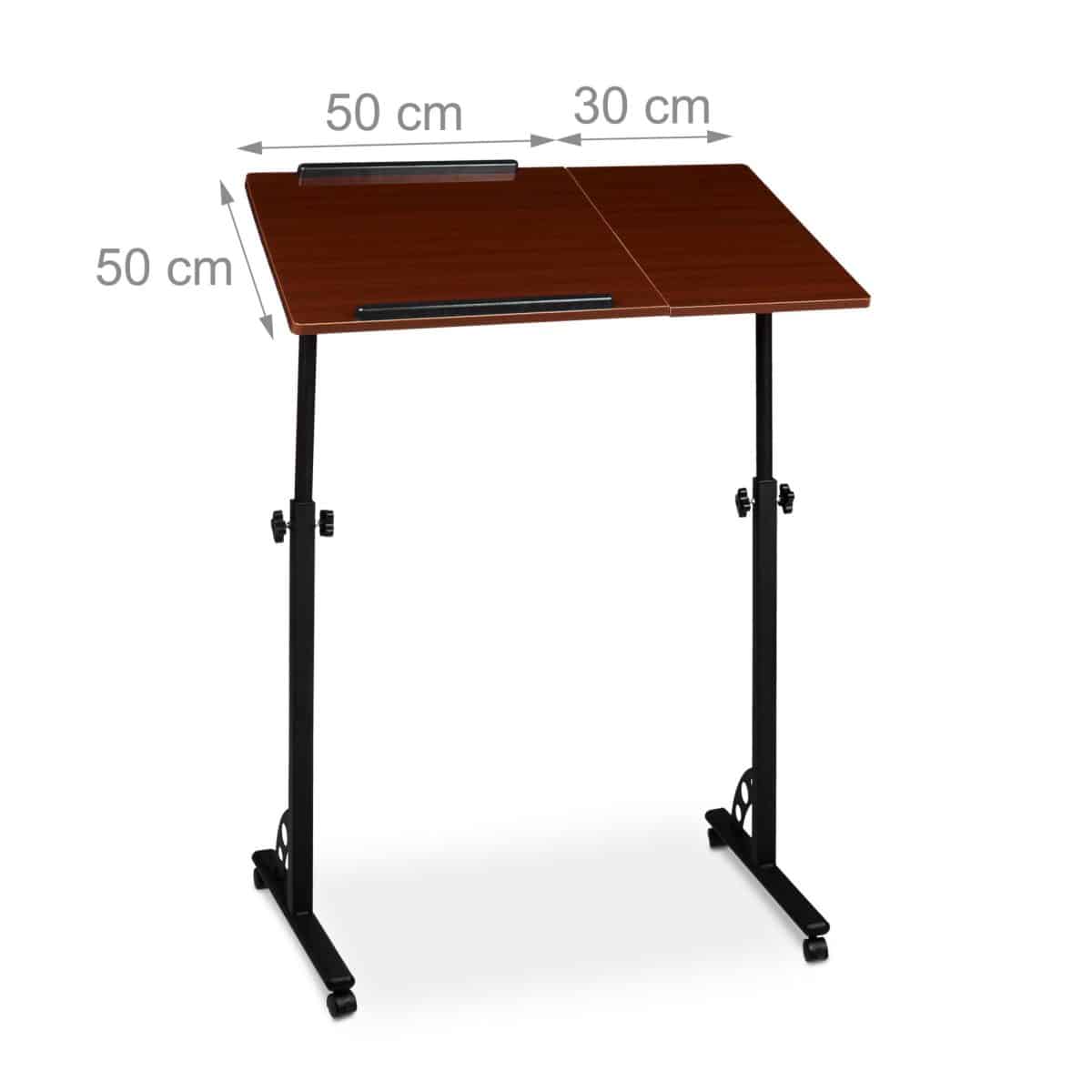 Masa pentru proiector/laptop, reglabil, cu roti, 50 x 80 cm, inaltime 75-110 cm, bordo - imagine 3