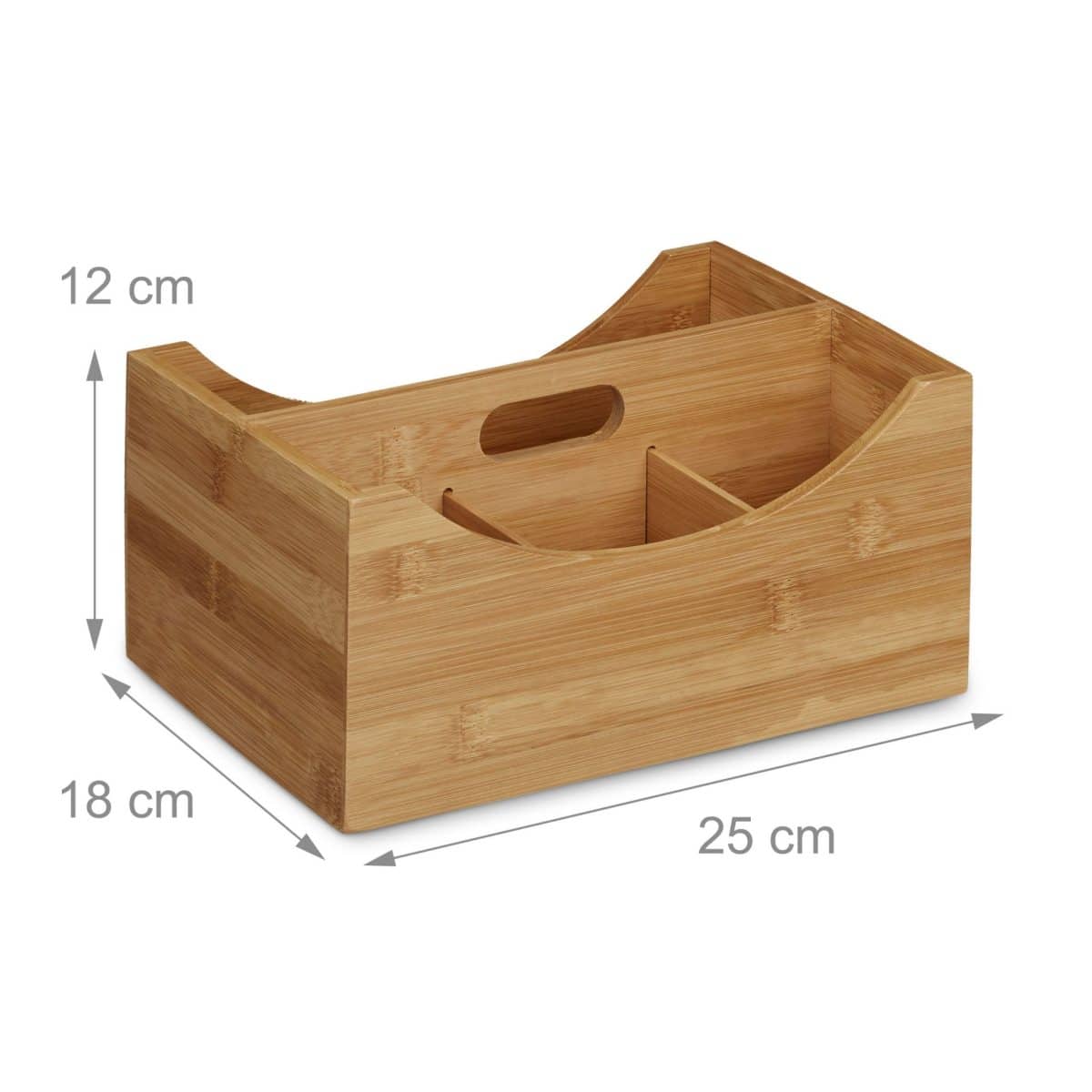 Organizator de birou, maner, 4 compartimente, bambus, 12 x 25 x 18 cm - imagine 2