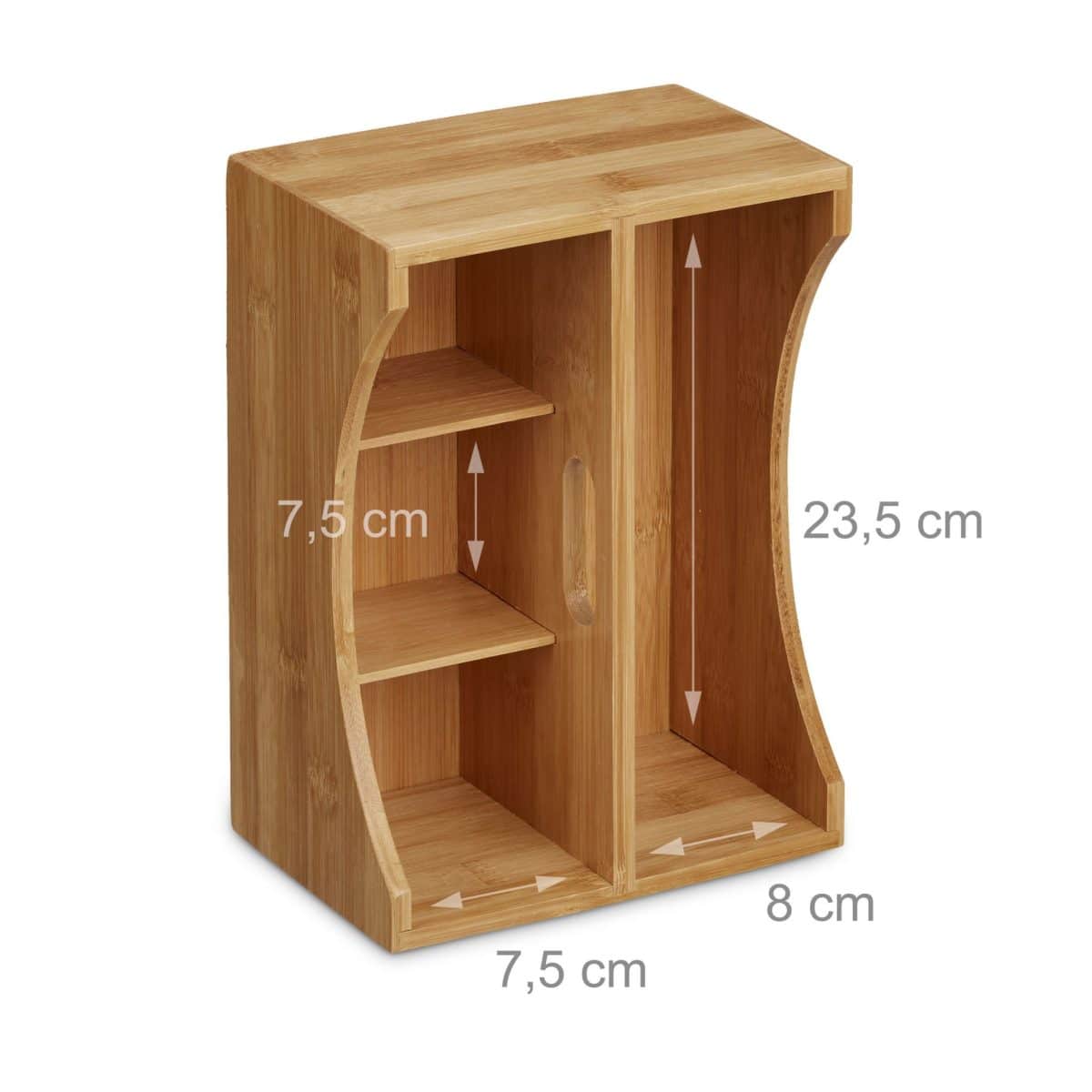 Organizator de birou, maner, 4 compartimente, bambus, 12 x 25 x 18 cm - imagine 3