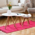Set 3 masute de cafea, lemn/MSF, alb/natur - imagine 2