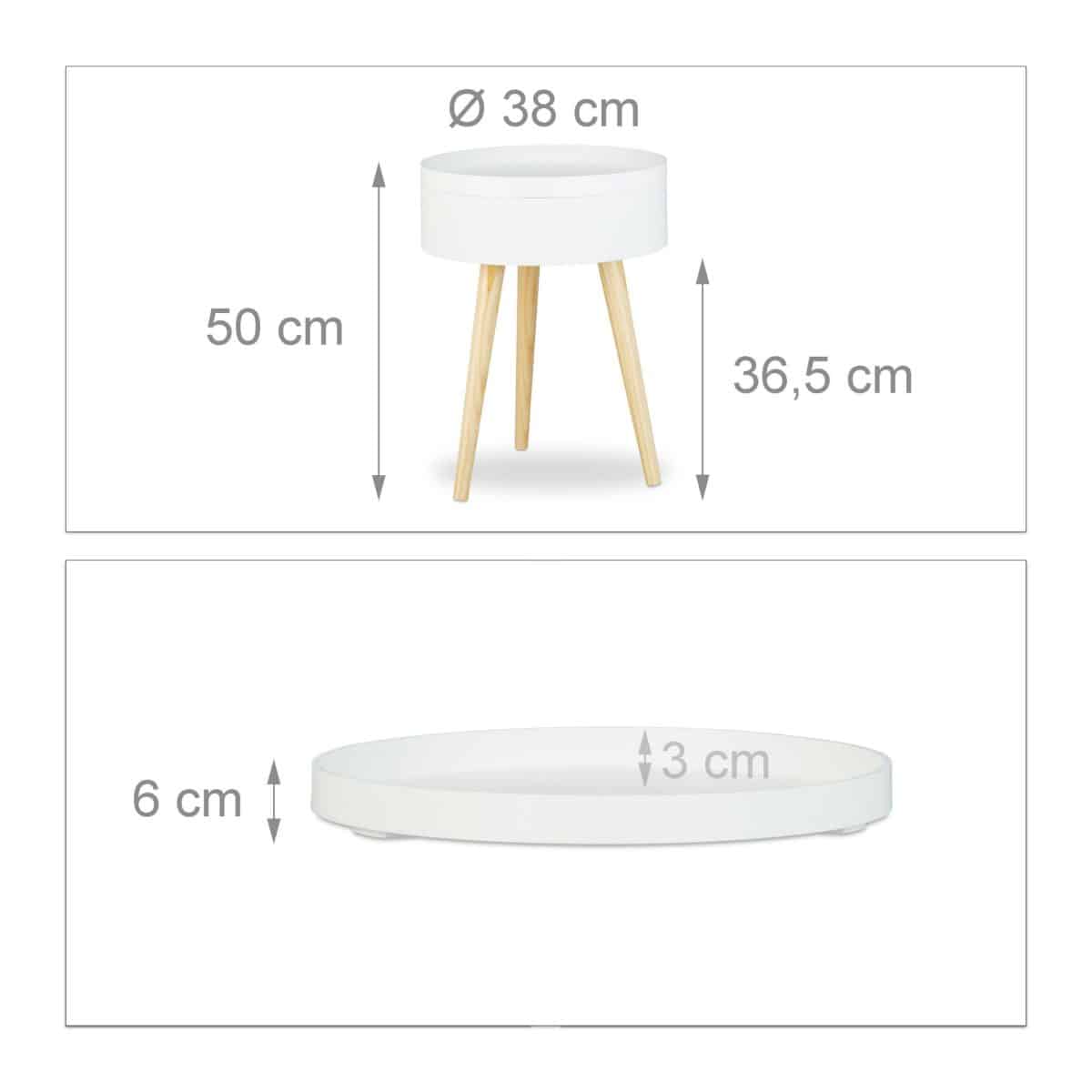 Masuta de cafea,  50 x 38 x 38 cm, din lemn, alb/maro - imagine 3