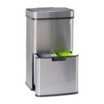 Cos de gunoi 3 in 1, compartiment 37 L cu deschidere/inchidere cu senzor, 2 x 12 L, otel inoxidabil, argintiu