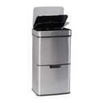 Cos de gunoi 3 in 1, compartiment 37 L cu deschidere/inchidere cu senzor, 2 x 12 L, otel inoxidabil, argintiu - imagine 3
