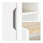 Noptiera cu usa si raft deschis, alb/natur, MDF/bambus, 74 x 43 x 40 cm - imagine 3