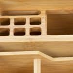 Organizator de birou, 5 compartimente, din bambus, 8,7 x 12,7 x 15,5 cm - imagine 5