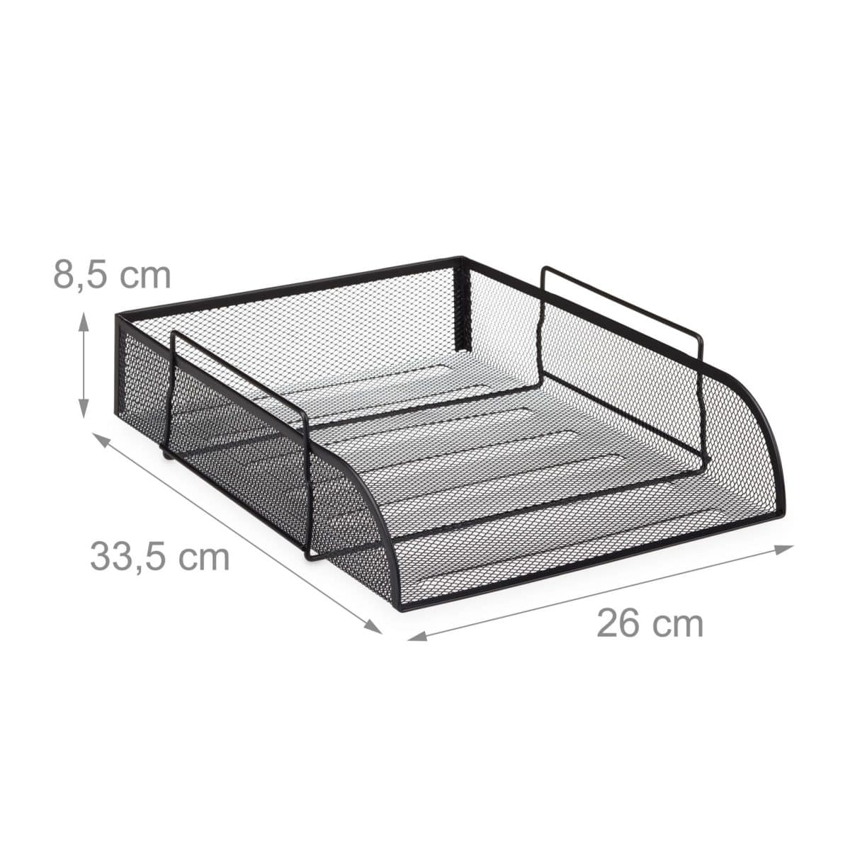 Tavita documente A4, metalica, negru, 8,5 x 26 x 33,5 cm, Relaxdays - imagine 3