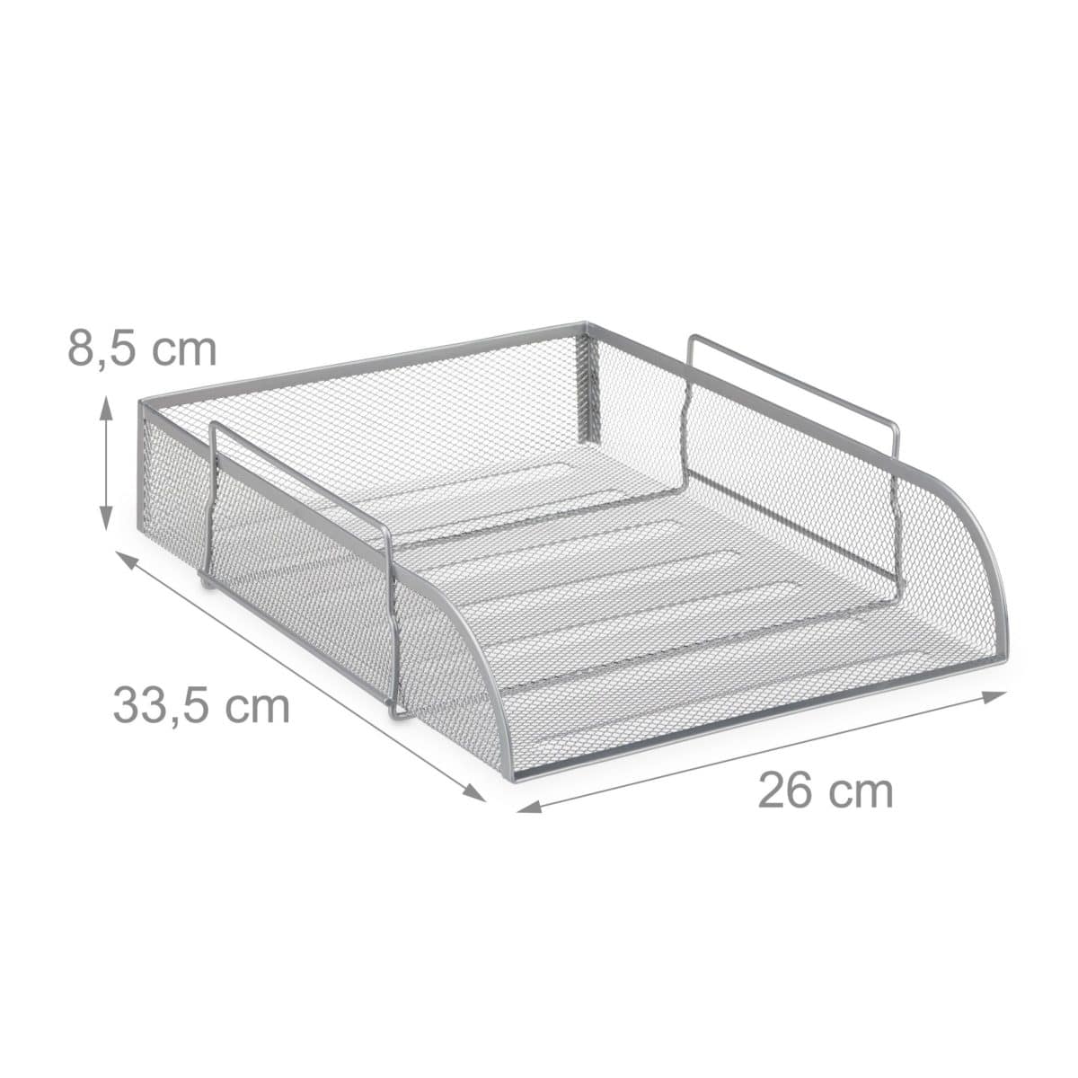 Tavita documente A4, metalica, gri, 8,5 x 26 x 33,5 cm, Relaxdays - imagine 3