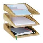 Set 3 tavite, organizator de birou, din bambus, 26,5 x 25 x 34 cm