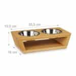 Boluri hranire animale de companie, din inox cu suport din bambus, 10,5 x 35,5 x 18 cm - imagine 4