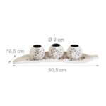 Set decorativ suport pentru 3 lumanari, alb/bej/gri, dimensiuni 9 x 50,5 x 16,5 cm - imagine 4