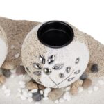 Set decorativ suport pentru 3 lumanari, alb/bej/gri, dimensiuni 9 x 50,5 x 16,5 cm - imagine 3