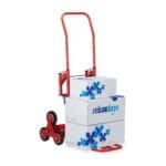 Carucior marfa pentru trepte, capacitate incarcare 150 kg, maner reglabil pe inaltime, rosu, Relaxdays