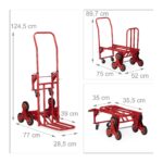 Carucior marfa pentru trepte, capacitate incarcare 150 kg, maner reglabil pe inaltime, rosu, Relaxdays - imagine 4