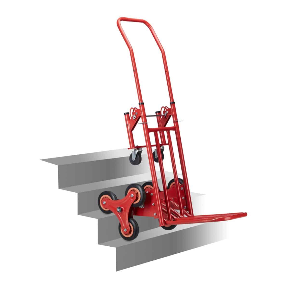 Carucior marfa pentru trepte, capacitate incarcare 150 kg, maner reglabil pe inaltime, rosu, Relaxdays - imagine 6