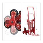 Carucior marfa pentru trepte, capacitate incarcare 150 kg, maner reglabil pe inaltime, rosu, Relaxdays - imagine 8