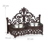 Suport mancare caini, model antic, din fonta, cu 2 boluri inox, 23 x 31 x 15 cm - imagine 4