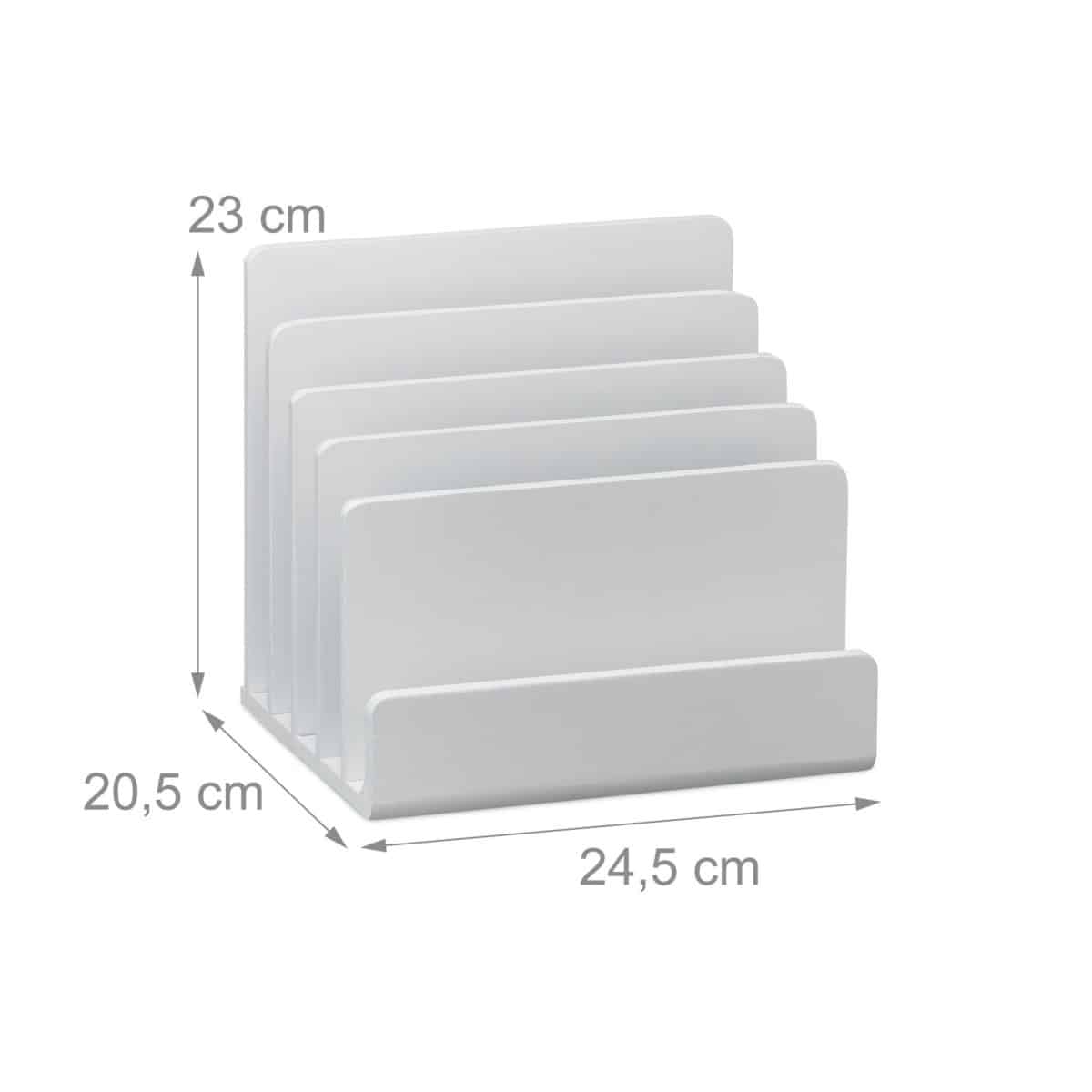 Organizator de birou, 5 compartimente, bambus lacuit alb, 23 x 24,5 x 20,5 cm - imagine 4